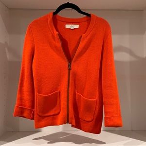ANNE TAYLOR LOFT orange zip-up sweater size S